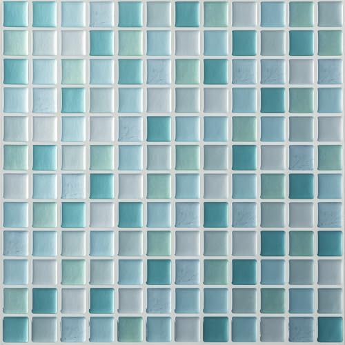 Hode Azulejos Adhesivos Cocina Baño Mosaico Azul, Decoracion Baldosas Adhesivas Pared, Impermeables Vinilos Baño Cocina Azulejos, Vinilo Adhesivo Pared 4 Piezas, 23.6x23.6cm