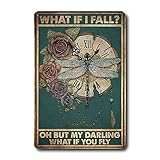 Vintage Wall Decor What If I Fall What If You Fly - Erin Hanson Quote Sign - 8x12 Vintage Tin Signs If I Fall Wall Art Decor for Home Office Room Coffee Bar