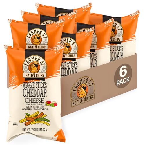 Cheddar Cheese Veggie Sticks, Kettle Cooked, 1,13 oz, 6 pack, Non-GMO