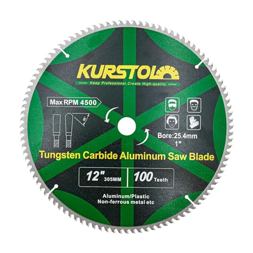 Image of Metal Circular Saw Blade - 12 inch 100T TCG Aluminium Cutting Blade with 1 inch Arbor for Aluminium, Non-Ferrous Metals, Plastic