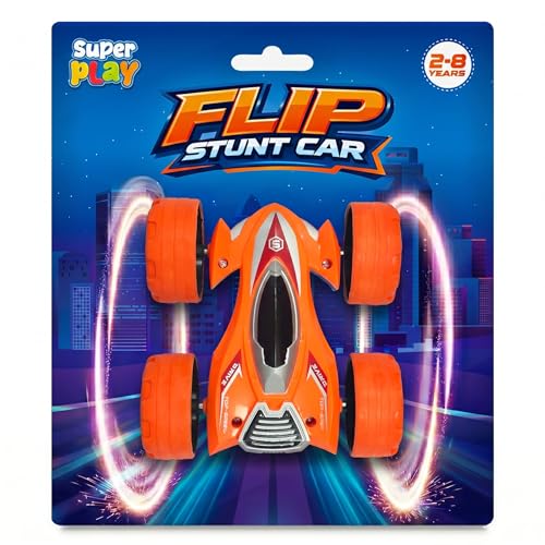 Image of SUPERPLAY Flip Stunt Car Toy for Boys, Double-Sided Toy Car with Big Wheels | Push & Go Friction Powered Car, No Battery Vehicle Toy, Return Gift for Kids Ages 2-8
