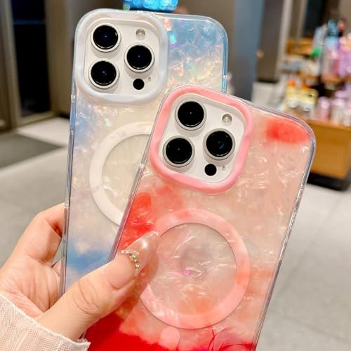 Coque transparente iPhone 13 Pro MagSafe chic aux éclats de nacre