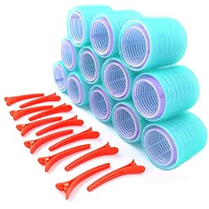 Self-Grip-Hair-Rollers-2-Sizes-Extra-Large-and-Jumbo-Hair-Curlers-Hair-Rollers-with-Clips-Rollers-for-Hair-Hair-Rollers-for-Long-Hair-36pc-Set-Includes-24-Rollers-12-Duckbill-Hair-Clips myHomeBody Self Grip Extra Large and Jumbo Hair Rollers with Clips | Hair Rollers for Long Hair | 36 pcs Set - 24 Rollers & 12 Duckbill Clips â Violet & Mint