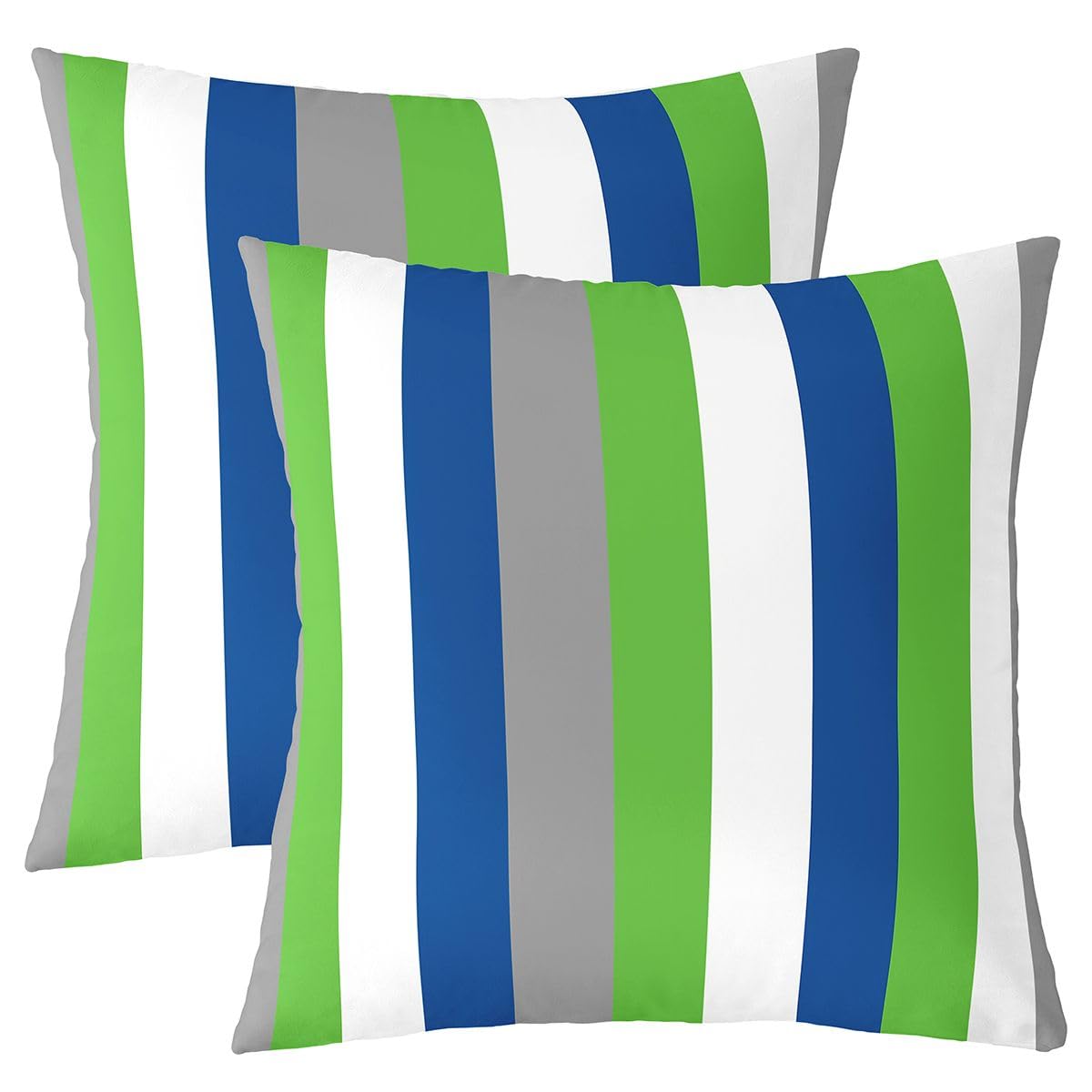 Homewish Navy Blue Green Grey Striped Cushion Covers 40 x 40 cm Set of 2 — image 1