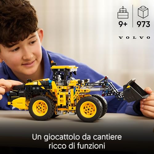 Technic Pala Gommata Volvo L120 Electric - Ruspa Giocattolo da Cantiere con Sterzo Articolato e Pala Mobile - Regalo di Compleanno per Bambini da 9 Anni in su - 42209 - Lego - Immagine 1