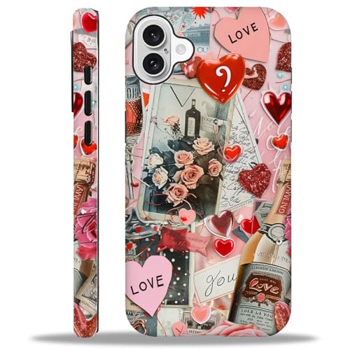 ZHEGAILIAN Case for iPhone 16,Romantic Love Drinking for 2 in 1 Hard Shell + Soft Silicone,Shockproof Bumper Drop Protective Case for iPhone 16