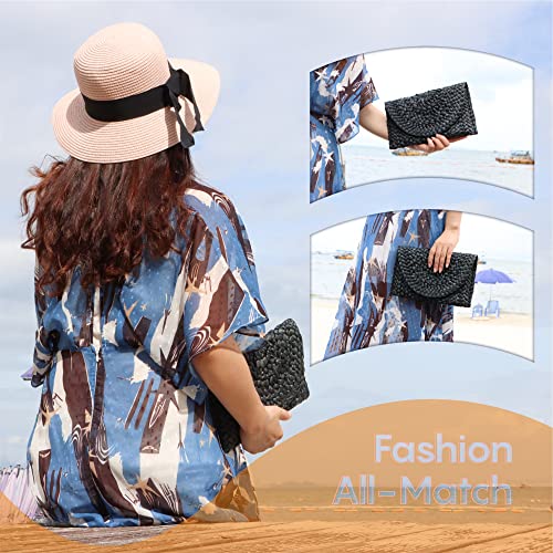 Image of Fecialy Straw Clutch Purses Straw Purses for Women Envelope Woven Clutch Handbags Summer Beach Bags