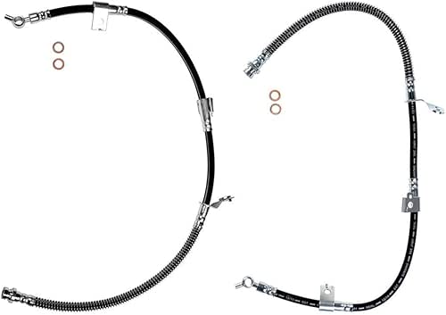 2Pcs Brake Hose Front Brake Hydraulic Hose Brake Line, Left