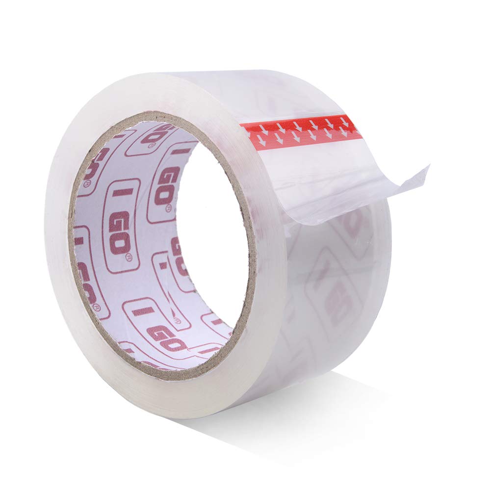 I GO Cinta de embalaje transparente, recambios de cinta de embalaje para envío, caja de mudanza, sellado de almacenamiento de correo, 1.9 pulgadas de ancho x 54.68 yardas de largo, núcleo de 2.95
