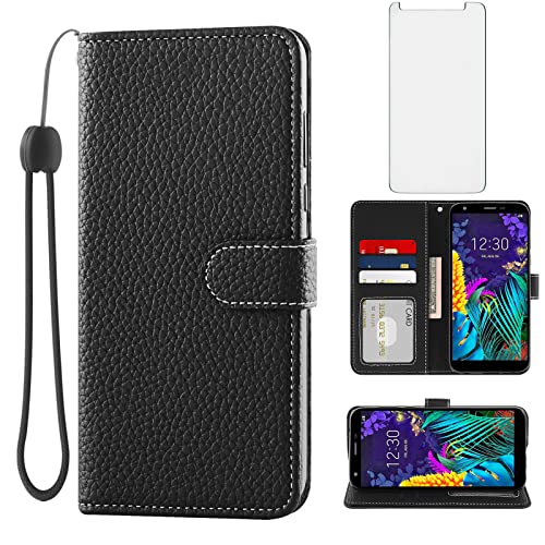 Asuwish Phone Case for LG Aristo 4/Astro 4+ Plus/Tribute Royal X320/Escape Plus/Journey LTE L322DL/K30 2019/Arena 2/X2/Prime 2 with Screen Protector and Wallet Cover Card Holder Slot Stand K 30 Black
