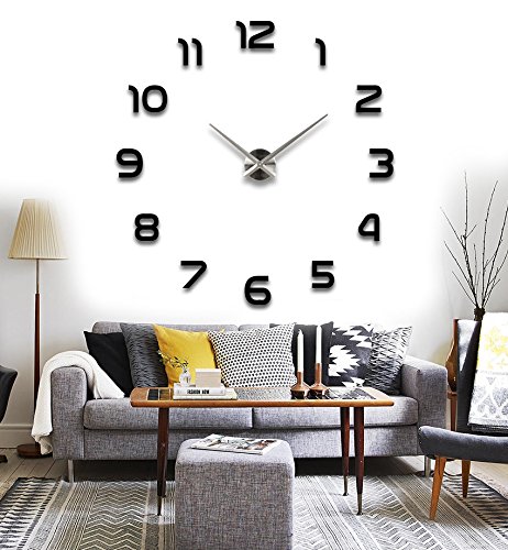Modern Silent DIY Large Wall Clock 3D Sticker Home Office Decor Gift