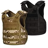 Mini Tactical Beer Vests, Molle Beer Cooler Jacket Adjustable Drink Bottle Vests Holder Beverage Cooler Holder for 12oz or 16oz Cans or Bottles (2 Pack, Black + Desert Camo)