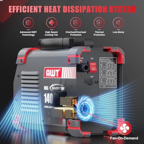 Image of AWT LED Digital Display 140Amp MIG Welder Flux Core MIG Welder /Stick /Lift TIG 3 in 1 Welding Machine,Welder Machine 110V With Synergy IGBT Inverter, Portable Gasless Welder Equipment