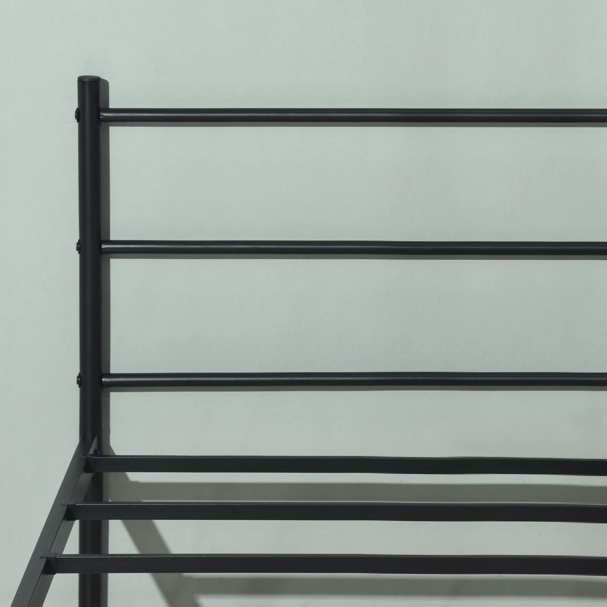 Marco de Cama Individual de Metal, Estructura de Camas Metálica para Adultos y Adolescentes, para Colchón 90x190 cm Negro