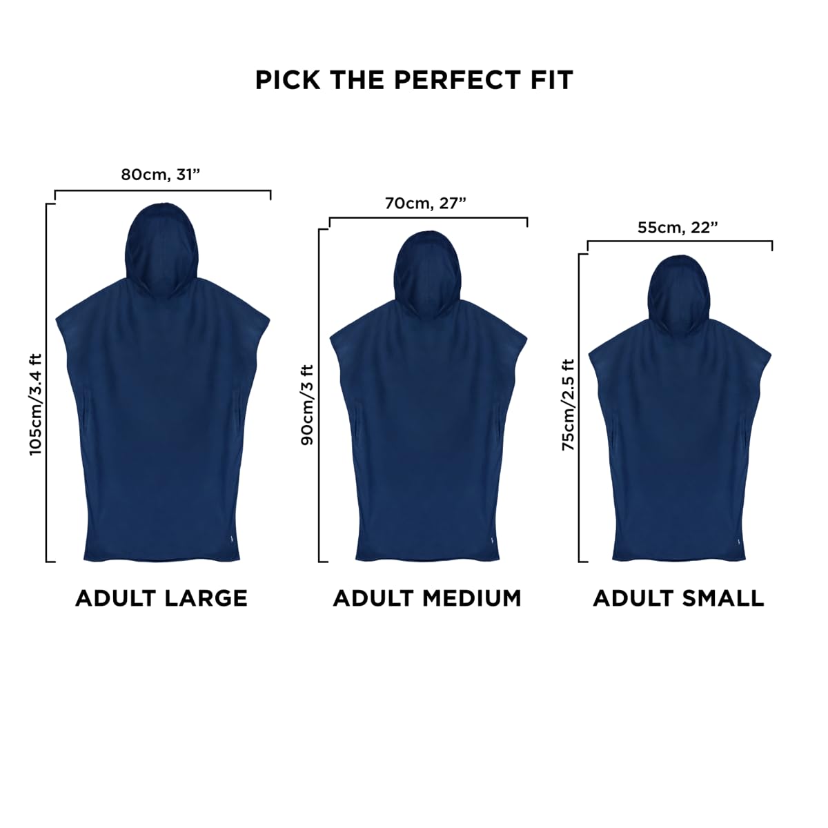 Dock & Bay Adult Poncho - Hooded Towel with Deep Pockets, Changing Robe - For Beach & Pool - Super Absorbent, Quick Dry - Compact, Lightweight - Includes Bag - Variable Sizes