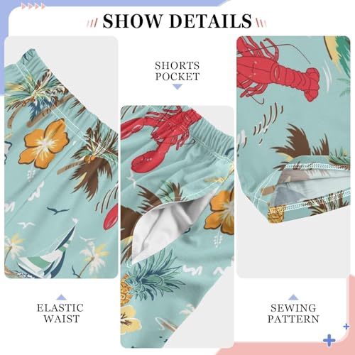 ZZXXB Lobster Coconut Tree Boys Long Pants Soft Trousers Elastic Waist Kids Lounge Bottoms with Pockets S-XL4