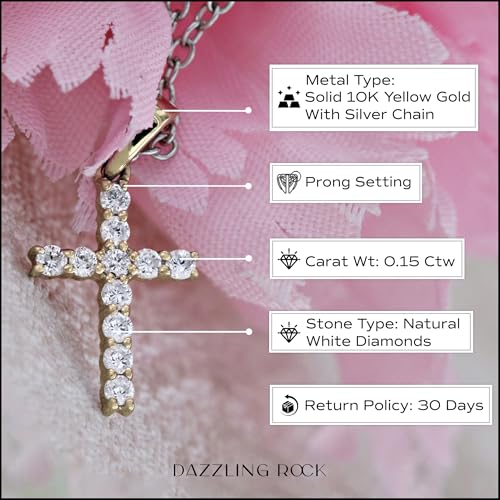Dazzlingrock Collection Round White Diamond Classic Divine Cross of Jesus Pendant with 18 inch Chain for Women (Color I-J, Clarity I1-I3) in Solid Gold4