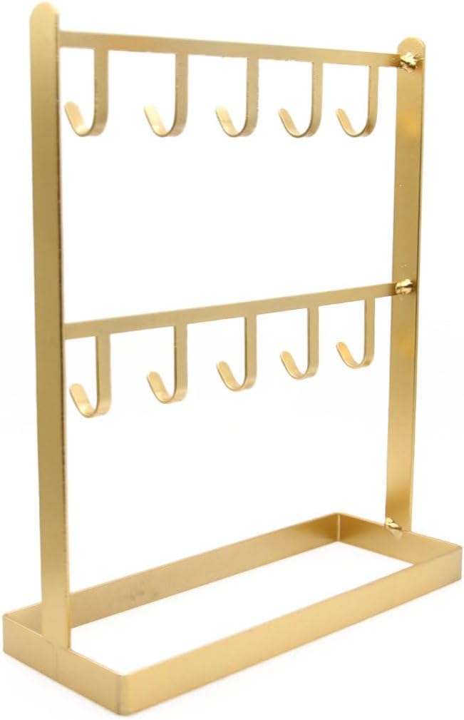 LXZ 1 PC Tabletop Hook Rack – Jewelry Stand Holder – Golden Hangers for Necklaces Keys Brace laces Ear Rings