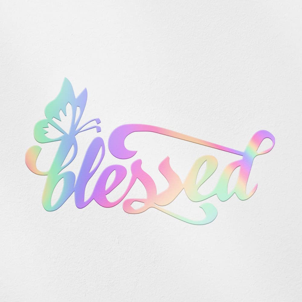 Transparent Decal Stickers of Butterfly Blessed Christians (Hologram) Premium Waterproof Vinyl Decal Stickers for Laptop Phone Accessory Helmet Car
