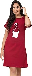 قميص نوم باكمام قصيرة ورقبة دائرية للنساء من برينت اونلاين