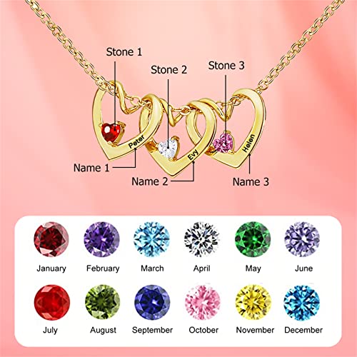 MissNaNa Mom Gift Personalized Mother Necklace with 1-6 Birthstones & Engraved Names Custom Family Necklace Heart Name Necklaces for Mother's Day3