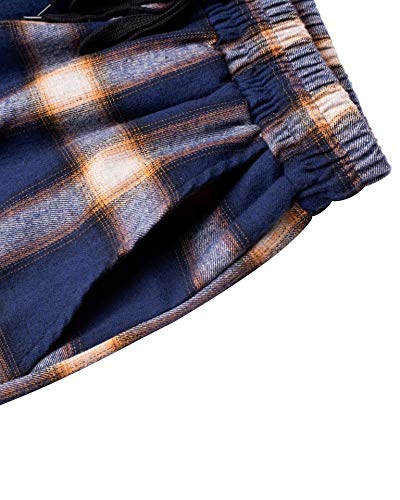 Image of Mens Flannel Pajama Pants Plaid Heavyweight Cotton PJs Bottoms Sleepwear | Soft Cozy with Pockets, Elastic Waistband Drawstring, Adjustable Length, Casual Checkered Lounge Pant, for Home Holiday Daily