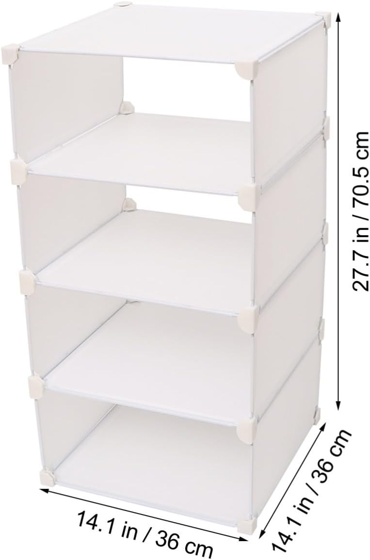 Abaodam Wardrobe Shelf Convenient to Use White Resin with 4 Layers and Right Angle Buckle Design Clothes Storage Organizer for Bedroom Closet