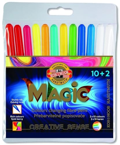 Koh-I-Noor Set of Magic fibrepens 10+2, Multi-Colour, 14 x 7 x 1 cm