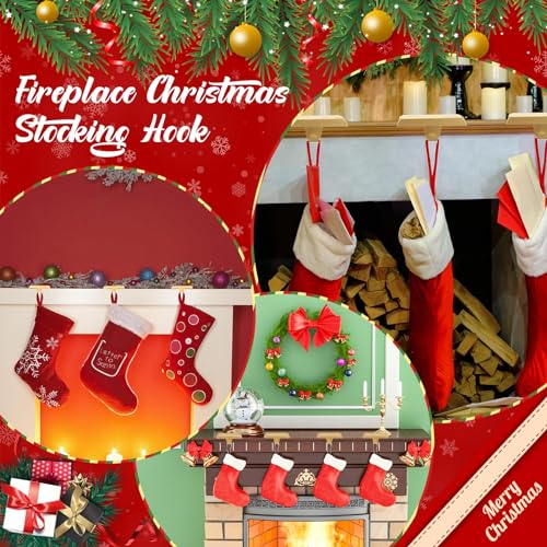 Zhengmy 4 Pcs Christmas Stocking Holders for Mantle Weighted Stocking Holder Fireplace Hangers for Xmas Holiday Party Decoration (Gold)