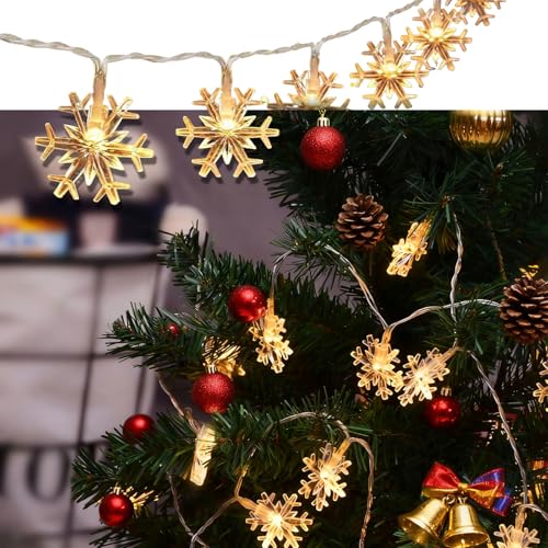 AdalyRoma lichterkette schneeflocken Weihnachtsbeleuchtung,5m 50 LED...