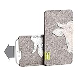 [page_title]-Breite ALMWILD® Hülle Tasche passend für Apple iPhone 11 MIT Apple Leder Case / Silikon Case. Modell “Kuah” aus Natur- Filz in Hell- Grau, mit Kuhkopf in Kuhfell Silber. Handyhülle Handytasche in Bayern handgefertigt