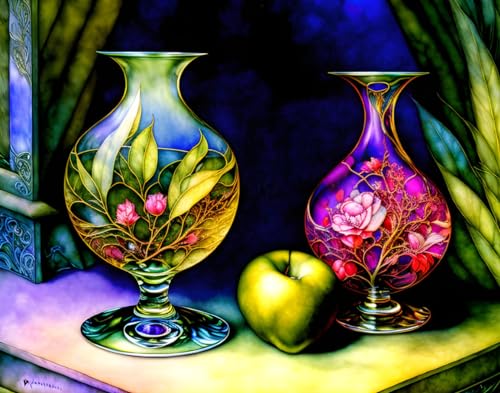 Affiches sur toile décoration murale nature morte verre multicolore 58x90