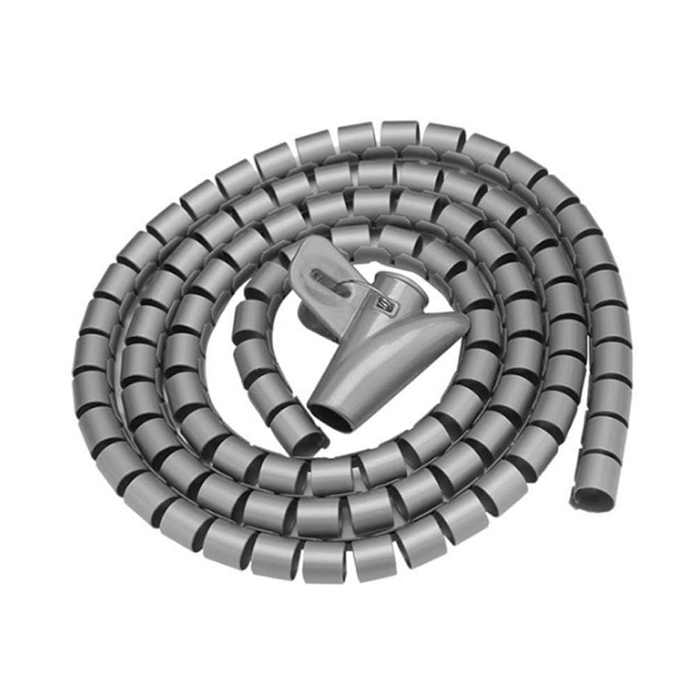 5M Spiral Wrap Cable Tube Cutable Flexible Cable Tidy Tube Cord Protector Cable Organizer for TV PC Wire Manage and Organize (22mm, Grey)