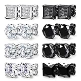 Dochais Men Earrings Stainless Steel Stud Earring Black Hypoallergic Diamond Silver Earring Classic Jewellery for Men Boys Women