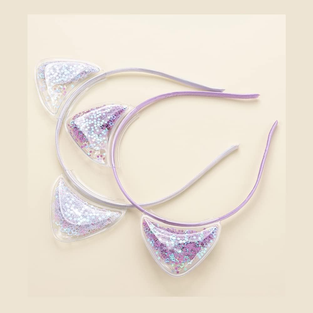 CUVLY Rabbit Cat Ears Headband Kitty Hair Metal Hoop Shiny Hairbands for Daily Wearing and Party for Kids, Girls, Baby and Kids (Pack of 2) Multicolor