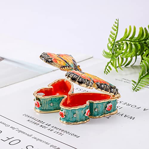 Ingbear Yellow Butterfly Figurine Hinged Trinket Boxes, Unique Gift For Mother's Day, Hand-Plated Enameled Jewelry Box, Animals Ornaments For Home Decor. #TOP2
