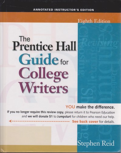THE PRENTICE HALL GUIDE FOR COLLEGE WRITERS - E... 0136016995 Book Cover