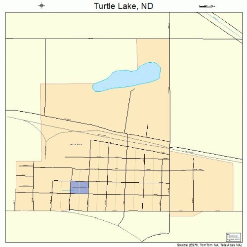 Large Street & Road Map of Turtle Lake, North Dakota ND Printed
