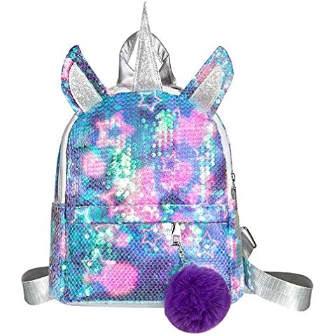 WolinTek Kinderrucksack, Einhorn Pailletten Tasche Cover