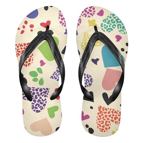 Hearts Leopard Colors Beige Flip Flop Beach Summer Casual Sandal for Women & Men Shower Shoes 20861870