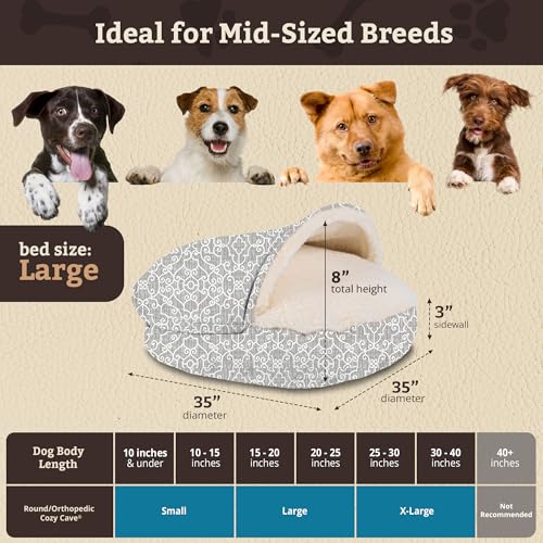 Image of Snoozer Cozy Cave Dog Bed, Round Covered Dog Bed, Ramey Gray (L)