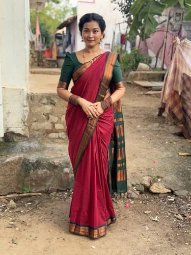 Image of SGF11 Women's Kanjivaram Soft Cotton Linen Silk Saree With Blouse Piece