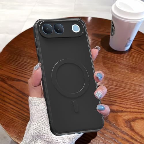 Image of Outlouders Back Cover for Vivo S2 5G | Soft Matte Silicone | Slim Fit | Magnetic-Safe Logo Design (Magnetic-Safe Not Compatible) | Shockproof | Camera Protection Bumper Case (Black)