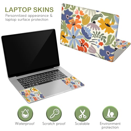 Image of DINKY Laptop Notebook Skin Sticker Soft Cover Decal Fits 13 13.3 14 15 15.4 15.6 inch Laptop Protector Netbook PC, Easy to Apply and Remove (Colorful Abstract Flowers)