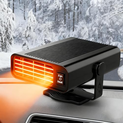 RosyFate Calefactor Coche, Calefactor para Coche Portatil, Calefactor 12v Coche, 2 en 1 con Ventilador de Frío/Calo, Desempañador y Descongelador el Parabrisas