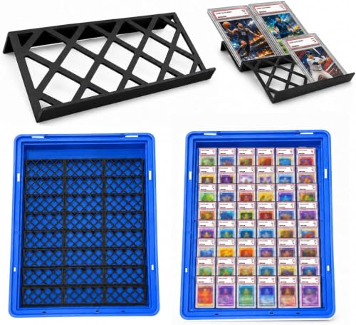 Bailiyake 24 Pack Modular Trading Card Risers for Display Cases Black Acrylic Card Showcase Stands Graded Card Display Rack for Sport Card Board Game Card Show Vendors & Collectors (24)