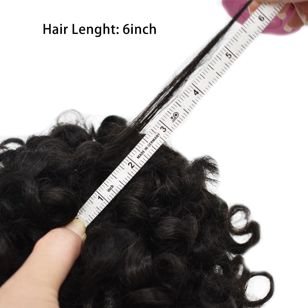 25MM Curly Toupee Durable Full Poly Skin Curl Toupee for Men Human Hair Replacement System Mens Hairpieces and Toupees Capillary Prosthesis (1B# OFF BLACK, 8 * 10-25 MM Wave)