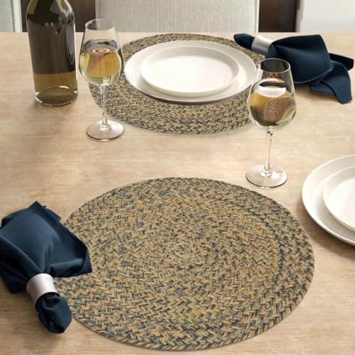 Image of THE HOME TALK Jute Braided Placemats|Side Table Mats|Best for Bed-Side Table,Center Table,Dining Table,Shelves|Home Decorators|Farm Mats (Sand, 33 cm Round, Set of 6)