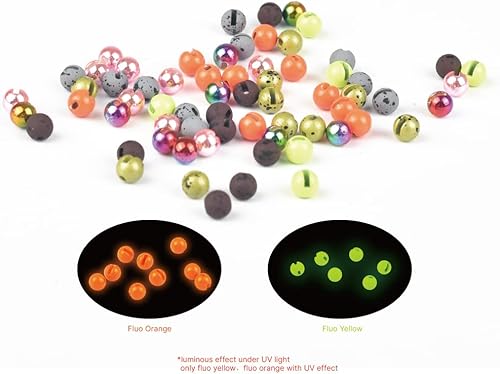 Miniatura 7 de 50 piezas de cuentas de tungsteno ranuradas para atado de moscas, se hunden más profundo y rápido, 12 colores/13 tamaños de cuentas ranuradas