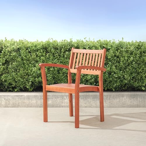 GOWE Caladesi Reddish Brown Wood Coastal Stackable Patio Armchair (Set of 2)